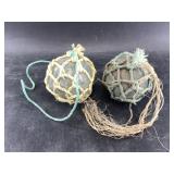 2 Japanese glass fishing floats both about 3' both