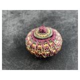 Fabulous tiny lidded grass basket 1' tall