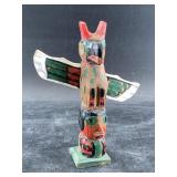 Casper Mathers spruce carved totem pole with wings