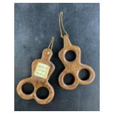 Two LHN tiny wall hanging wood carvings 3-4'