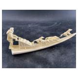 Leonard Savage carved five dog sled team with mush