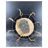 Stover wall hanging hide spirit mask, bound with f