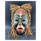 Tlingit style Alaskan made mask with cedar trim 12