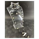 Necklace and earring set: ceramic beluga, glass be