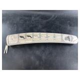 Carl Pelowok Sr. ivory cribbage board with 4 pegs,