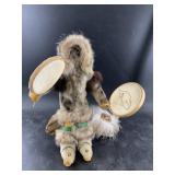 Incredible Native Drummer doll with a sealskin par