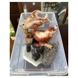 Platic Tote with Stone and Ceramic Figurines