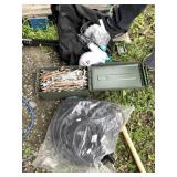 Lot Including a Metal Ammo can with Misc. open Wre