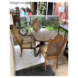 Lot with Drop Leaf Table and Three Wooden Chairs