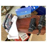 Lot with Spotter Scopes, books, Jewelry Box, etc.