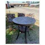 Decorated Wooden Round Table with Three Wooden Mat