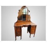 Antique Wooden Desk with a Mirror. 65tallx 40wide