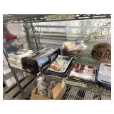A Shelf Lot Including Decorated Plates, Cast iron