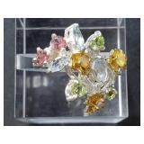 Sterling silver, topaz and peridot ring size 7