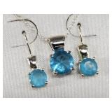 Sterling silver and aquamarine jewelry set, new in
