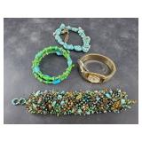 Lot of bracelets: green and blue turquoise bracele