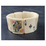 Bone stretch bracelet, each signet is scrimmed to