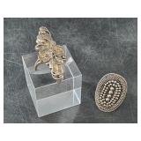 Pair of sterling silver rings: size 7 1/2, and 7,