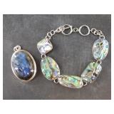 Sterling silver and abalone bracelet and labradori