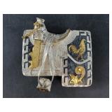 Very unique, detailed belt buckle in shape of a sa