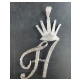 10kt Gold and diamond large pendant with an H and