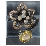 Sterling silver and citrine ring size adj.  10-12