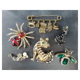 Collection of very detailed animal brooches