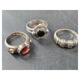 3 Sterling silver rings: sizes 7, 7  1/2, 8