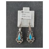 Pair of vintage turquoise and sterling silver earr