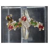 Sterling silver and opal ring size 8 1/2