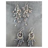 2 Pairs of sterling silver and freshwater pearl ea