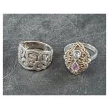 2 Sterling silver rings size 7, and 8