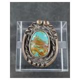 Sterling silver and turquoise pawn style ring size