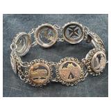 Silver marked 800 picture bracelet with marcasite,