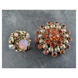 Vintage Rhinestone brooch and ring