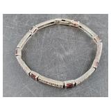 Vintage sterling silver, garnet, marcasite bracele