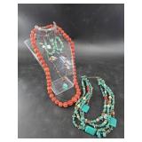 Collection of turquoise chip jewelry, many with st