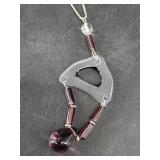 Vintage sterling silver necklace with polished ame