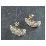 10Kt gold and diamond pair of earrings, total weig