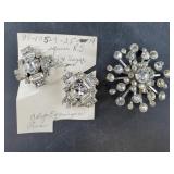 Vintage Rhinestone brooch and earrings