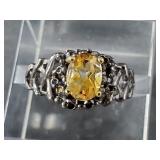 Sterling silver and citrine ring size 9