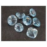 Loose faceted and polished tourmaline gemstones, a