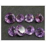 Loose amethyst gemstones faceted and polished, abo