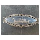 Vintage sterling silver Siamese brooch, total weig