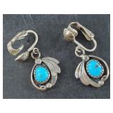 Sterling silver squash blossom pair of earrings wi