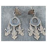 Vintage pair of Siamese sterling silver earrings s