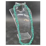 Turquoise chip necklace with sterling silver clasp