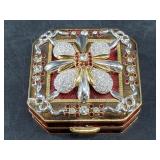 Joan Rivers red enamel trinket box, finial is a br