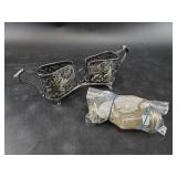 Silver plate cruet caddy with salt and pepper shak