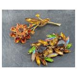 2 Brilliant rhinestone brooches